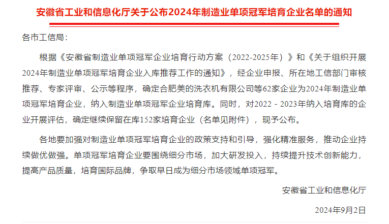 祝賀公司繼續(xù)獲2022－2023年單項(xiàng)冠軍培育企業(yè)（評估合格繼續(xù)留庫）！